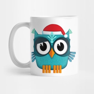 Owl Santa Claus light blue Mug